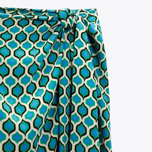 NWT ZARA GEOMETRIC PRINT MIDI SKIRT - Picture 9 of 16